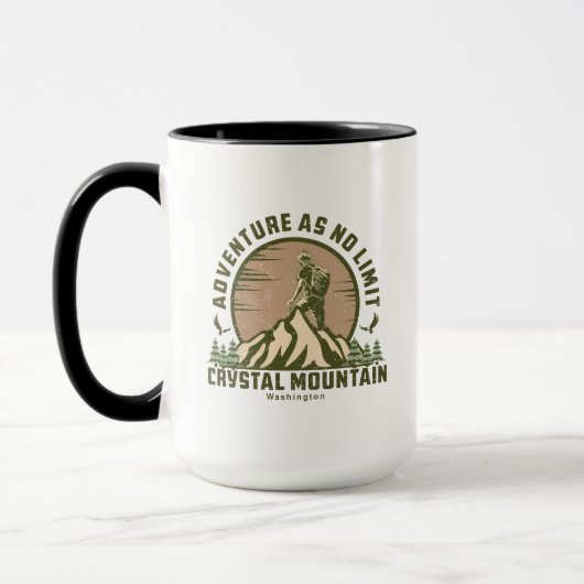 Retro Crystal Mountain Wandern Sonnenuntergang T - Tasse (Links)