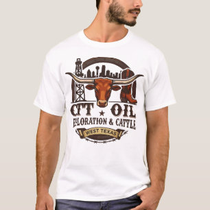 Retro CTT Öl Exploration und Rinder für Männer Fra T-Shirt