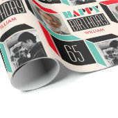 Retro Cube Modernes Foto Geburtstag 65. Geschenkpapier (Rolleneckpunkt)