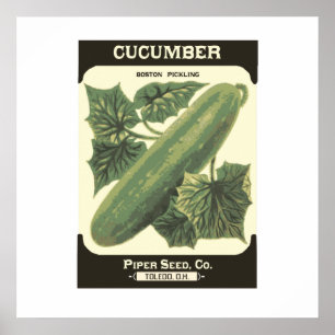 Retro Cucumber Seed Packplakat drucken Poster