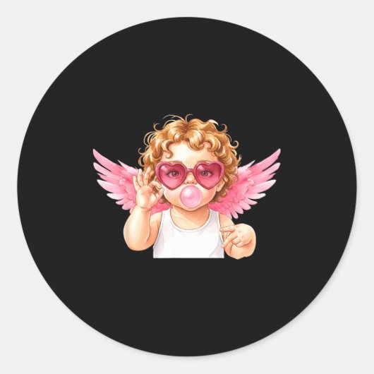 Retro Cud 67 Meme Bubblegum Funny Six Seven Valent Runder Aufkleber (Vorderseite)