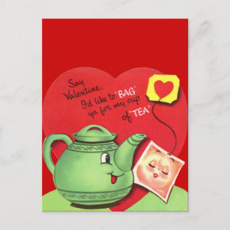 Retro Cup of Tea Valentine Feiertagspostkarte