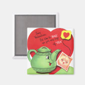 Retro Cup of Tea Valentine Magnet (Vorderseite/Rückseite)