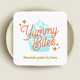 Retro Cupcake Baker Quadratische Visitenkarte