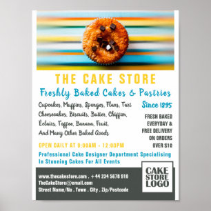 Retro Cupcake, Cakery, Cake Store Werbung Poster