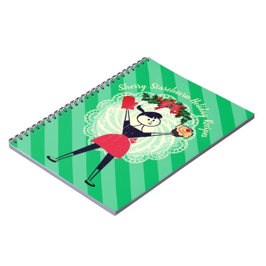 Retro Cupcake Girl Backen Kochbuch Rezept Notebook Notizblock (Linke Seite)