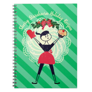 Retro Cupcake Girl Backen Kochbuch Rezept Notebook Notizblock