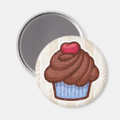Retro Cupcake Magnet in Blau und Schokolade (Vorderseite/Rückseite)