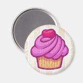Retro Cupcake Magnet in Rosa (Vorderseite/Rückseite)