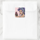 Retro Cupcake Pop Art Comic Quadratischer Aufkleber (Tasche)