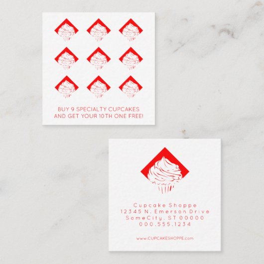 Retro cupcakes Diamantloympuls Treuekarte (Vorne/Hinten)