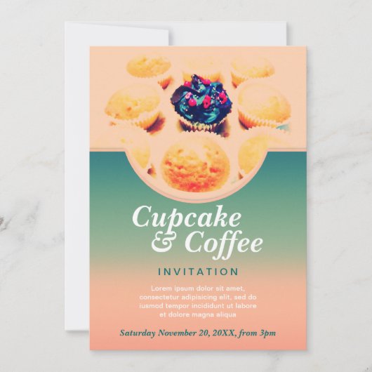 Retro Cupcakes Kaffee Einladung (Vorderseite)
