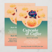 Retro Cupcakes Kaffee Einladung (Vorne/Hinten)