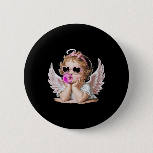 Retro Cupid Angel Valentinstag Vintager kupider Bl Button (Vorderseite)