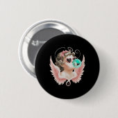 Retro Cupid Angel Valentinstag Vintager kupider Bl Button (Vorne & Hinten)