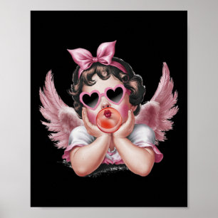 Retro-Cupid-Engel Valentinstag Vintage-Cupid bläst Poster