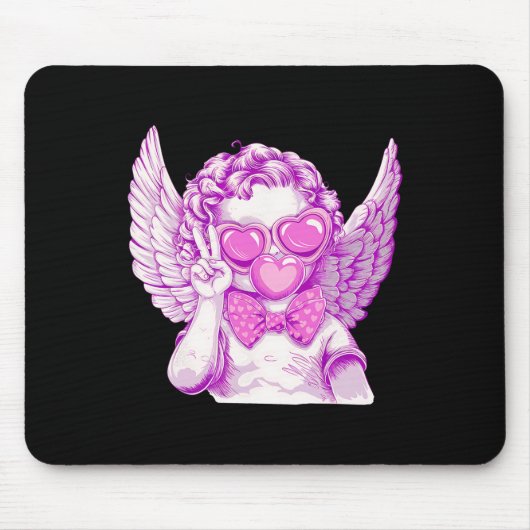 Retro Cupid Valentinstag Süßer Retro Cupid Bläst Mousepad (Vorne)