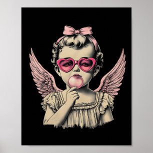 Retro Cupid Valentinstag Süßer Vintage Cupid Blowi Poster