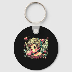 Retro Cupid Valentinstag Süßer Vintage-Cupid Blowi Schlüsselanhänger