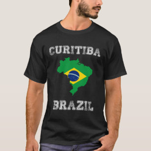 Retro Curitiba Brasilien beschädigte Flagge Brasil T-Shirt