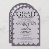 Retro Curve Squiggle Wavy Lila Arch Abschluss Einladung (Vorne/Hinten)