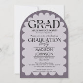 Retro Curve Squiggle Wavy Lila Arch Abschluss Einladung (Vorderseite)