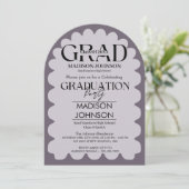 Retro Curve Squiggle Wavy Lila Arch Abschluss Einladung (Stehend Vorderseite)