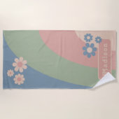 Retro Curves Groovy Floral Strandtuch (Vorderseite)