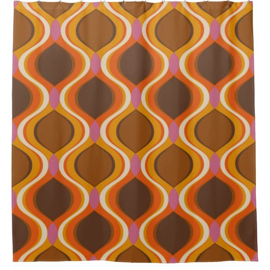 Retro curves seamless pattern. 70s 60s style wallp duschvorhang (Vorderseite)