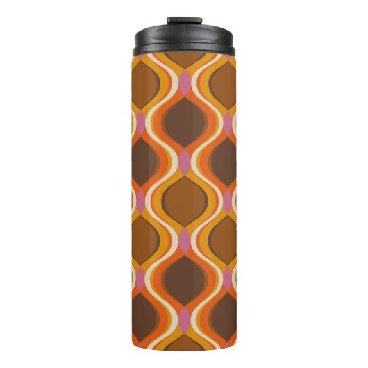 Retro curves seamless pattern. 70s 60s style wallp thermosbecher (Vorderseite)