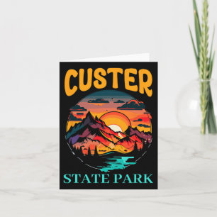 Retro Custer Staat Park Outdoor Camping Wandern Karte