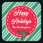 Retro Custom Christmas Candy Gift Tag Stickers<br><div class="desc">Personalisieren Sie diese minzgrün gestreiften Personalisierten Weihnachtscreme-Geschenkticker durch Textänderung. Das Design stammt aus der Originalkunst.</div>