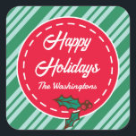 Retro Custom Christmas Candy Gift Tag Stickers<br><div class="desc">Personalisieren Sie diese minzgrün gestreiften Personalisierten Weihnachtscreme-Geschenkticker durch Textänderung. Das Design stammt aus der Originalkunst.</div>
