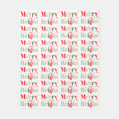 Retro Custom Colors Merry and Bright Christmas Fleecedecke (Vorderseite)