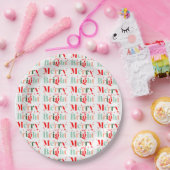 Retro Custom Colors Merry and Bright Christmas Pappteller (Party)