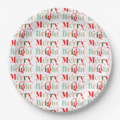 Retro Custom Colors Merry and Bright Christmas Pappteller (Vorderseite)