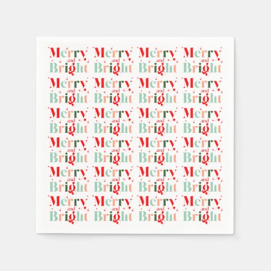 Retro Custom Colors Merry and Bright Christmas Serviette (Vorderseite)
