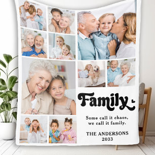 Retro Custom FAMILY Personalisiert 10 FotoCollage Fleecedecke
