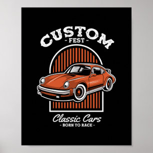 Retro Custom Fest Sportwagen-Design Poster