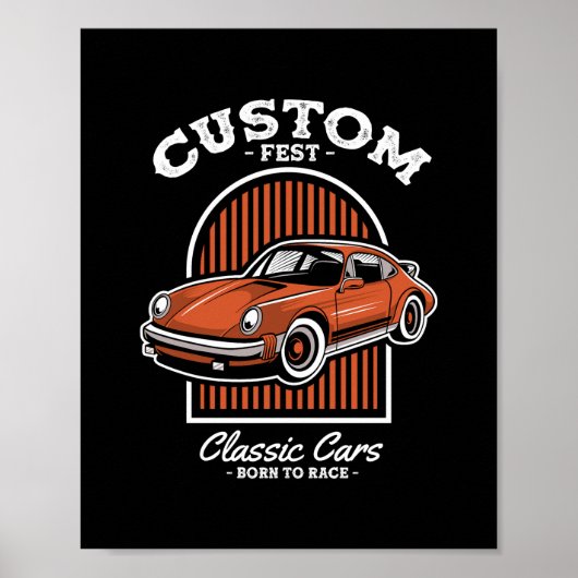 Retro Custom Fest Sportwagen-Design Poster (Vorne)