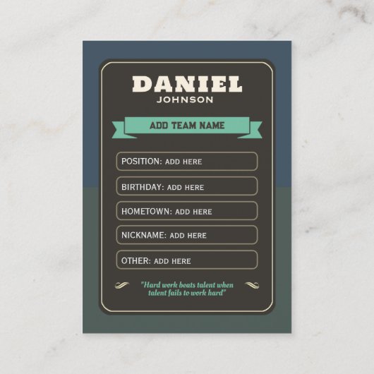 Retro Custom Football Trading Card Player Card Kar Telefonnummerkarte (Rückseite)