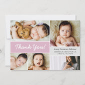 Retro Custom Foto Collage Baby Girl Birth Dankeskarte (Vorderseite)