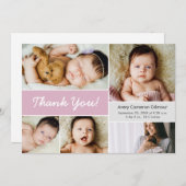 Retro Custom Foto Collage Baby Girl Birth Dankeskarte (Vorne/Hinten)