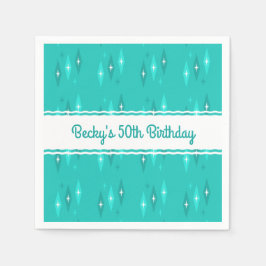 Retro Custom Geburtstagsparty Türkis Serviette