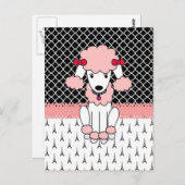 Retro custom girdiva pink Paris Poodle Postkarte (Vorne/Hinten)