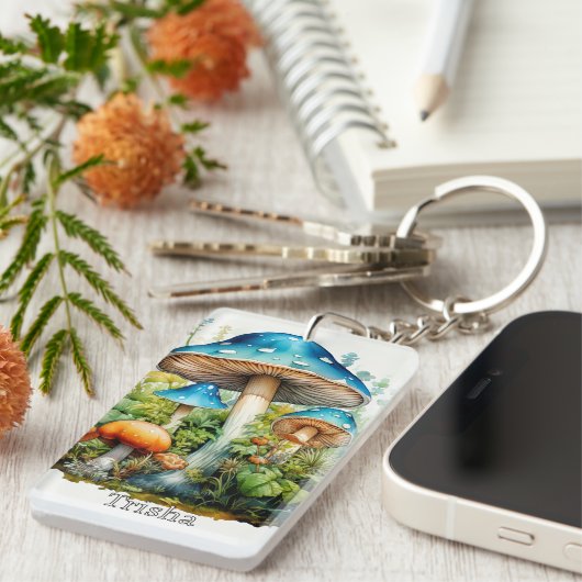 Retro Custom Monogram Psychedelic Mushroom Schlüsselanhänger (Vorderseite rechts)