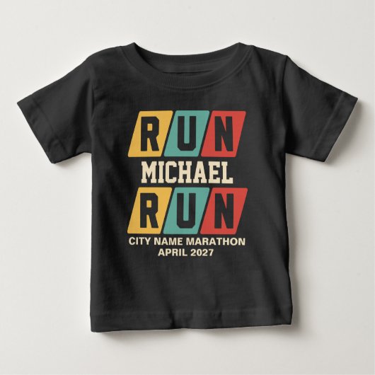 Retro Custom Name Marathon Support Baby T-shirt (Vorderseite)
