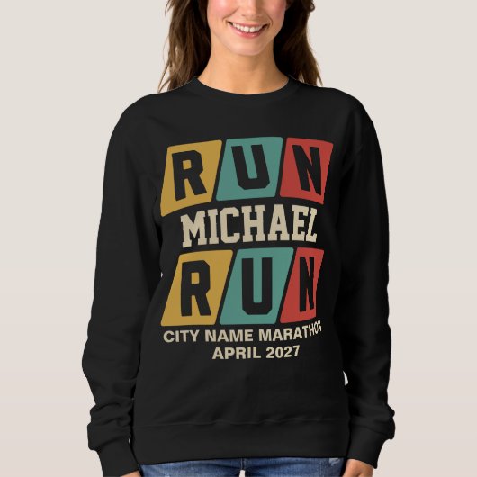 Retro Custom Name Marathon Support Womens Sweatshirt (Vorderseite)