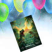 Retro Custom T-rex Dinosaur Kids Birthday  Einladung
