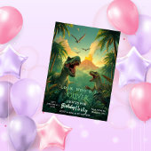 Retro Custom T-rex Dinosaur Kids Birthday Einladung